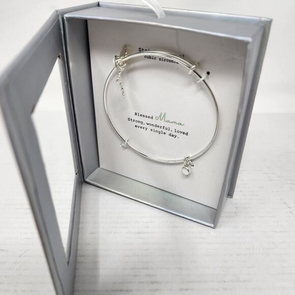 Mama New Mother Bracelot Gift Idea Silver Adjustable Cubic Zirconia - Picture 2 of 8